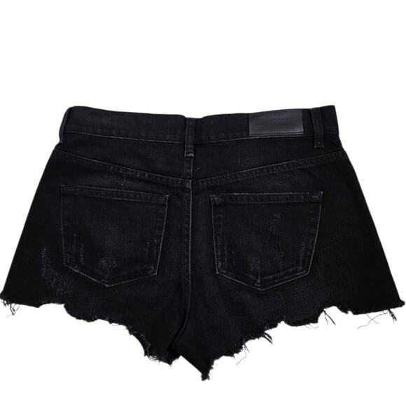 The Kooples Black Studded Fray Hem Button Fly Denim Shorts Women's 2 - Picture 4 of 10